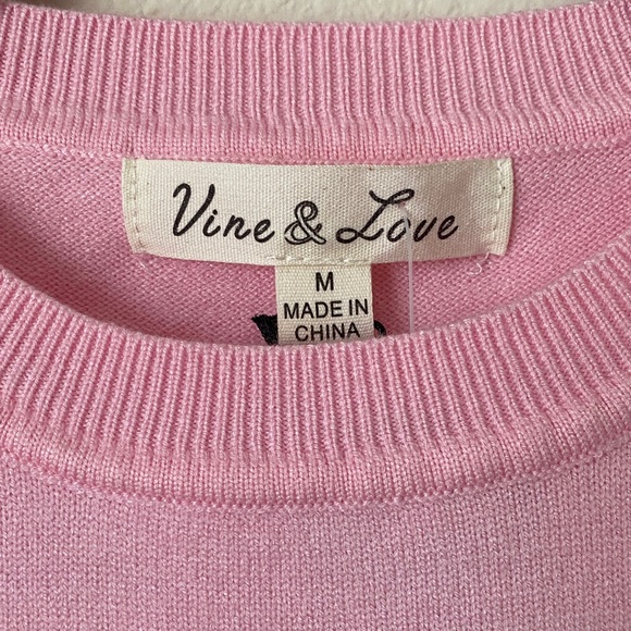 Vine & Love Pink Puff Sleeve Sweater - Picture 2 of 7